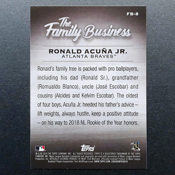Ronald Acuna Jr. - 2019 Topps Update The Family Business #FB-8 - Picture 2 of 2